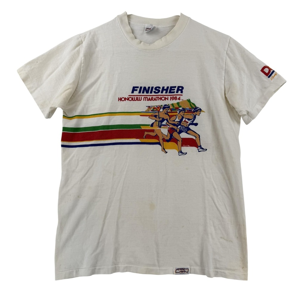 Vintage Crazy Shirts Shirt Mens‎ Medium Honolulu Marathon 1984 T-Shirt Hawaii